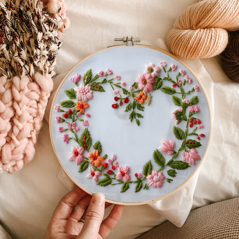Rubbyoo Embroidery Kit - Spring Floral Heart