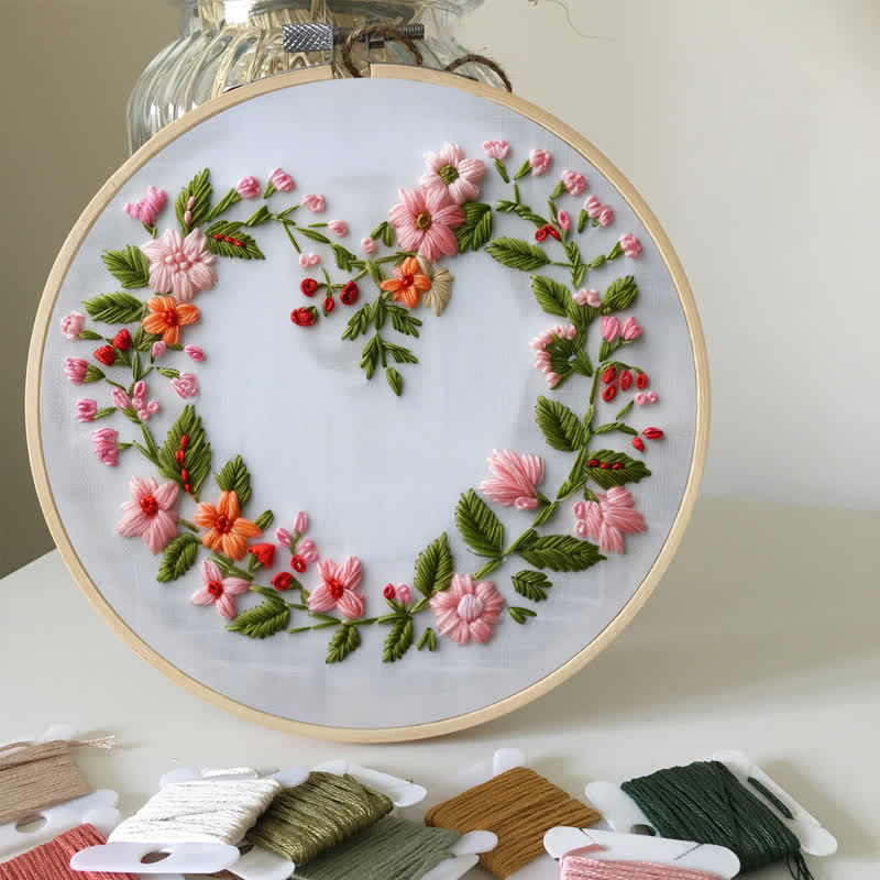 Rubbyoo Embroidery Kit - Spring Floral Heart