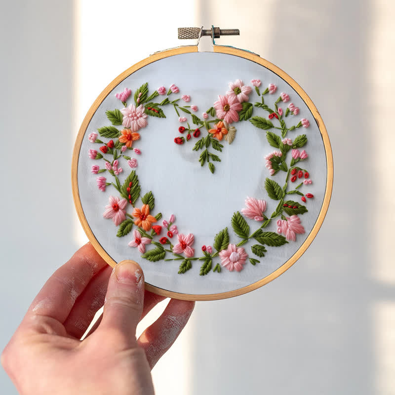 Rubbyoo Embroidery Kit - Spring Floral Heart