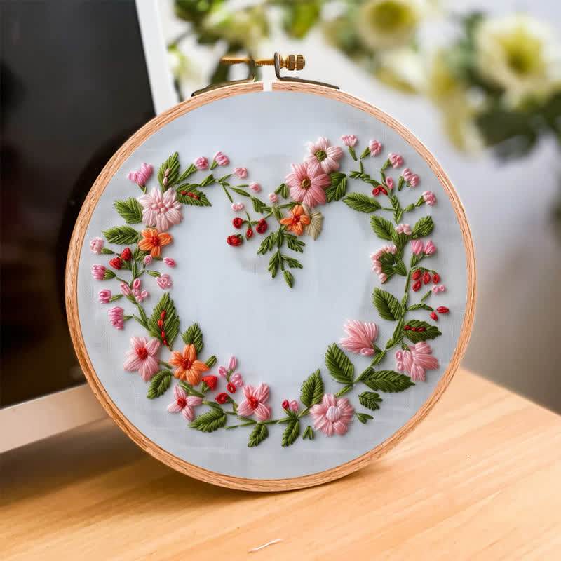 Rubbyoo Embroidery Kit - Spring Floral Heart