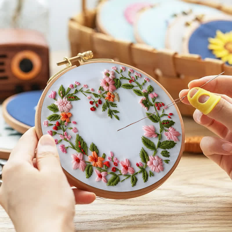 Rubbyoo Embroidery Kit - Spring Floral Heart