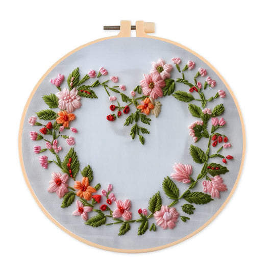 Rubbyoo Embroidery Kit - Spring Floral Heart
