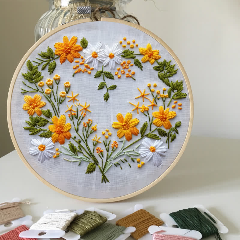 Rubbyoo Embroidery Kit - Flowers Rings