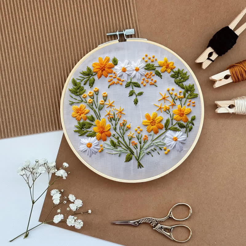 Rubbyoo Embroidery Kit - Flowers Rings