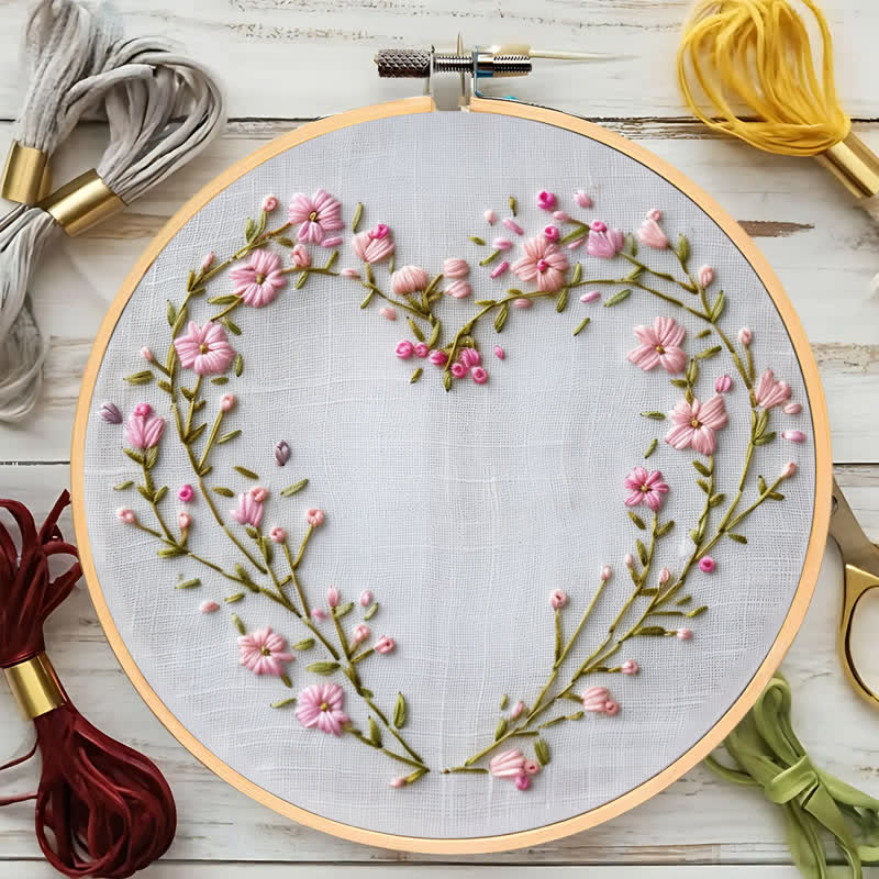 Rubbyoo Embroidery Kit - Wildflowers Heart