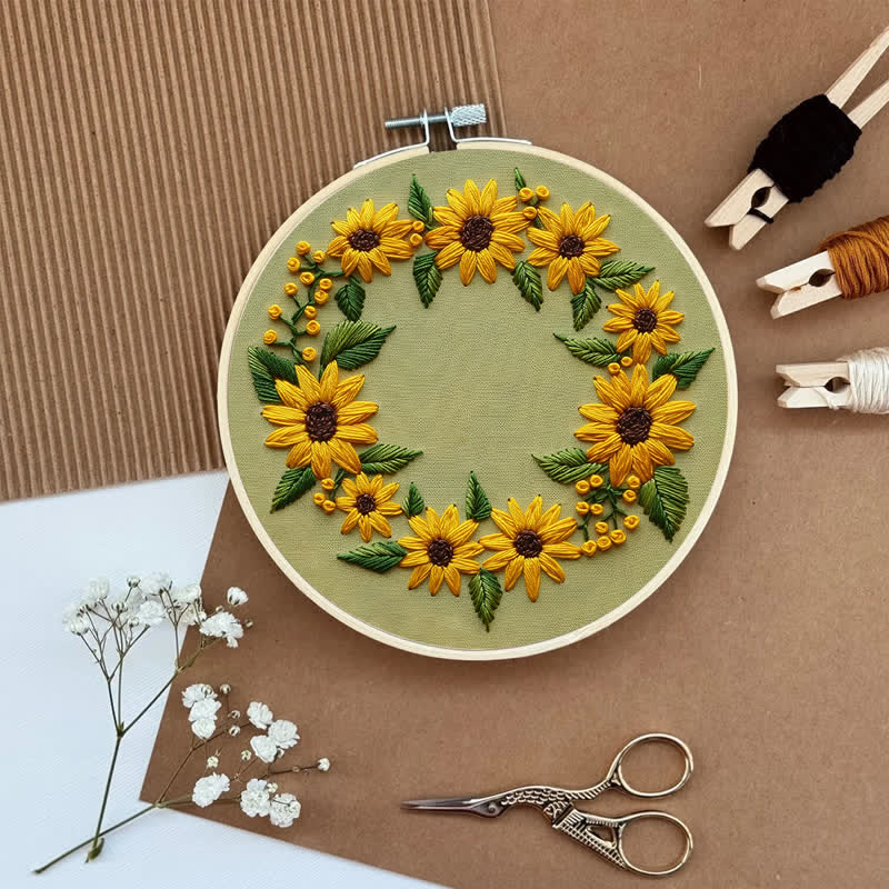 Rubbyoo Embroidery Kit - Sunflower Wreath