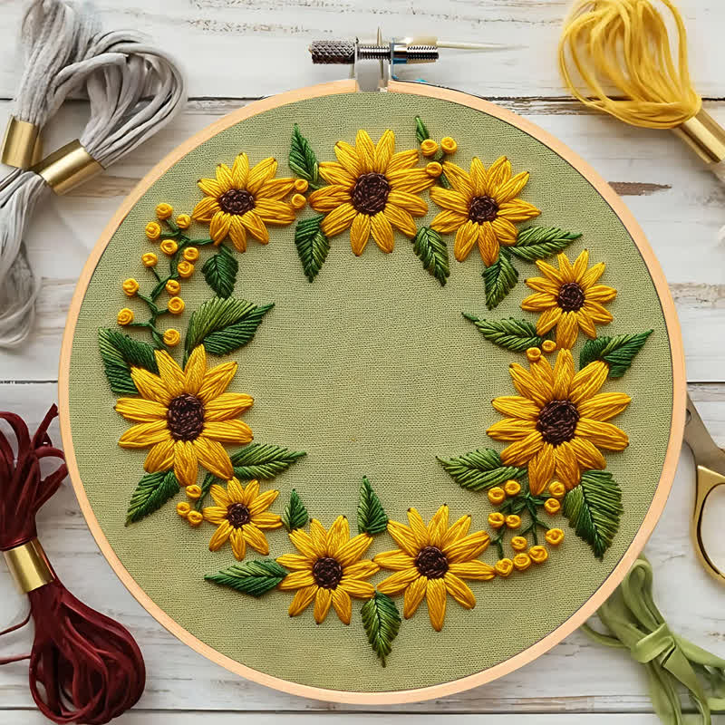 Rubbyoo Embroidery Kit - Sunflower Wreath