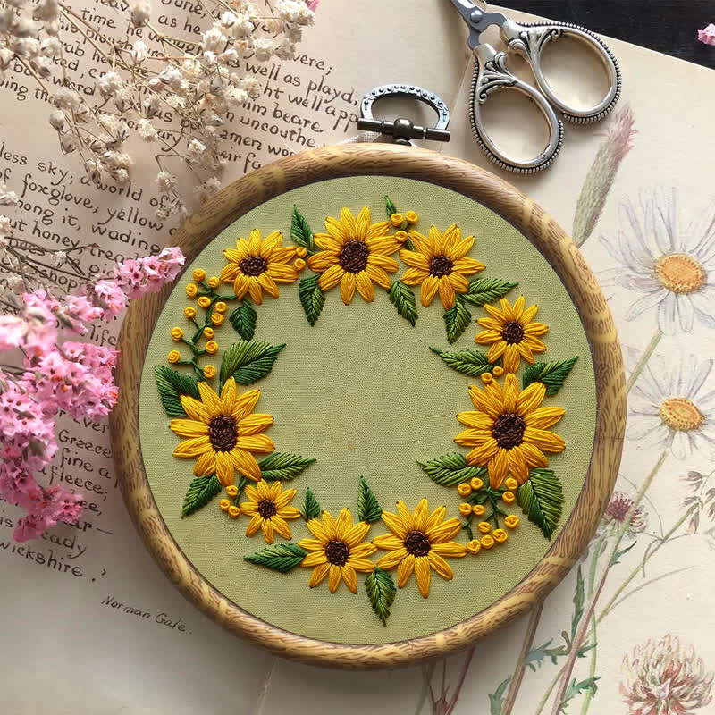 Rubbyoo Embroidery Kit - Sunflower Wreath