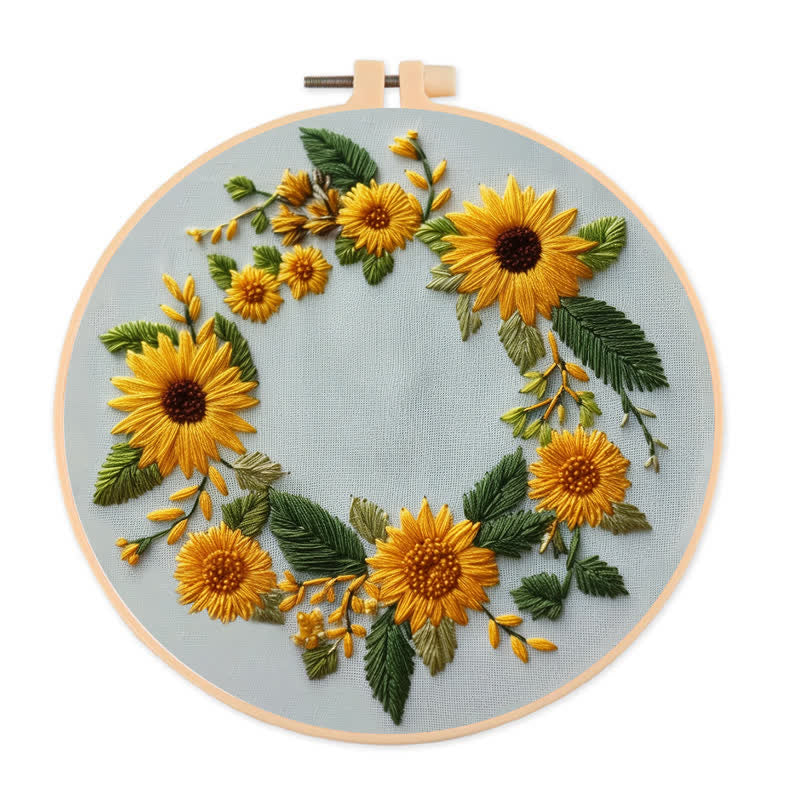 Rubbyoo Embroidery Kit - Sunflower Half Wreath