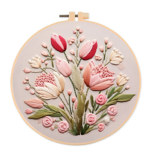 Rubbyoo Embroidery Kit - Garden Flower Handmade Tulips