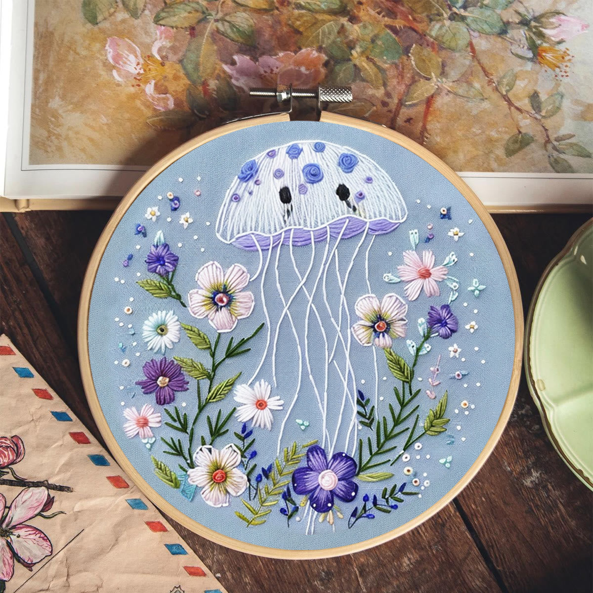Rubbyoo Embroidery Kit -Blue Jellyfish