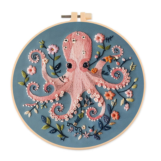 Rubbyoo Embroidery Kit -Pink Octopus