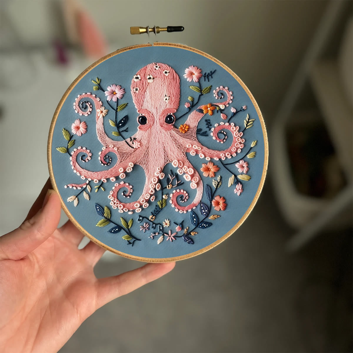 Rubbyoo Embroidery Kit -Pink Octopus