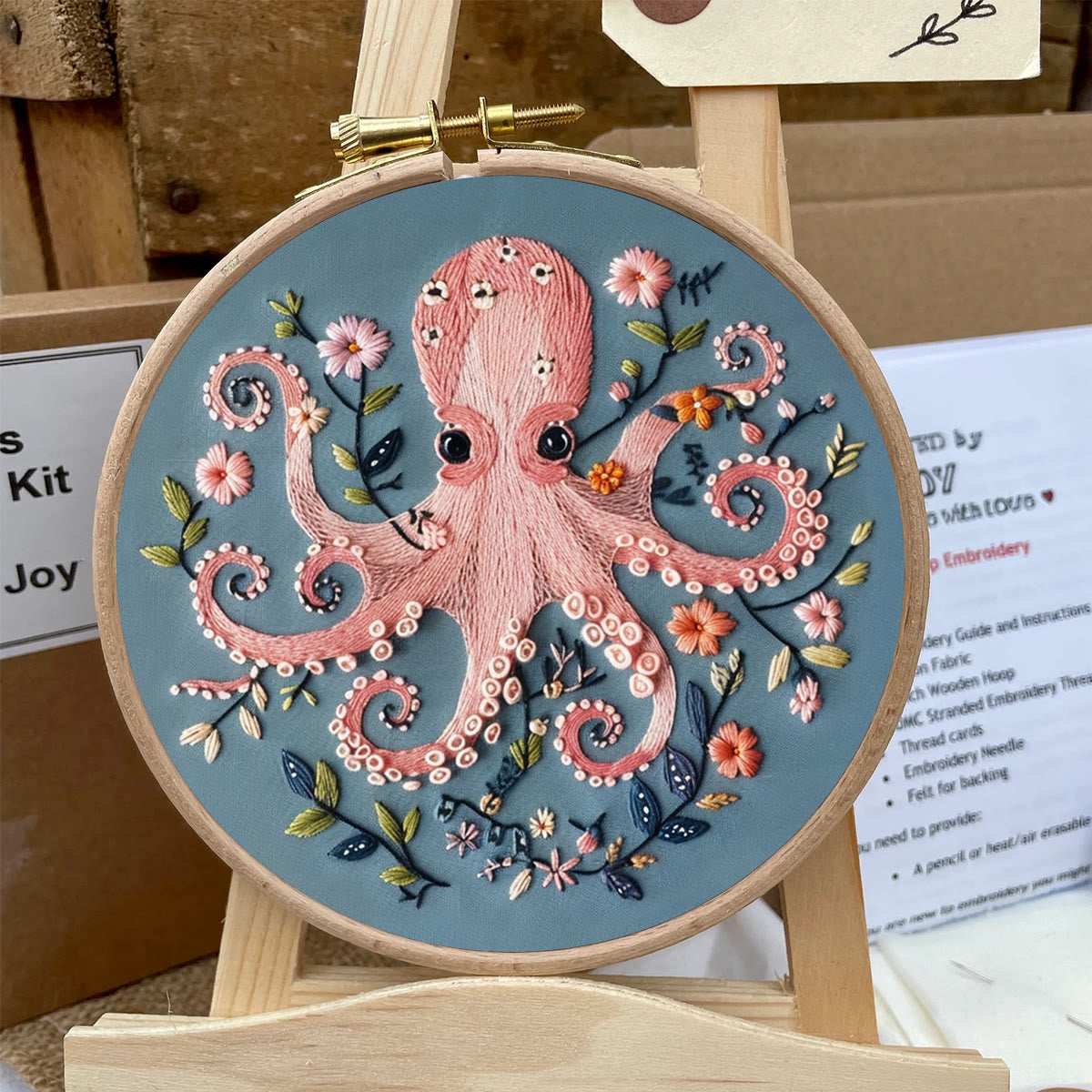Rubbyoo Embroidery Kit -Pink Octopus