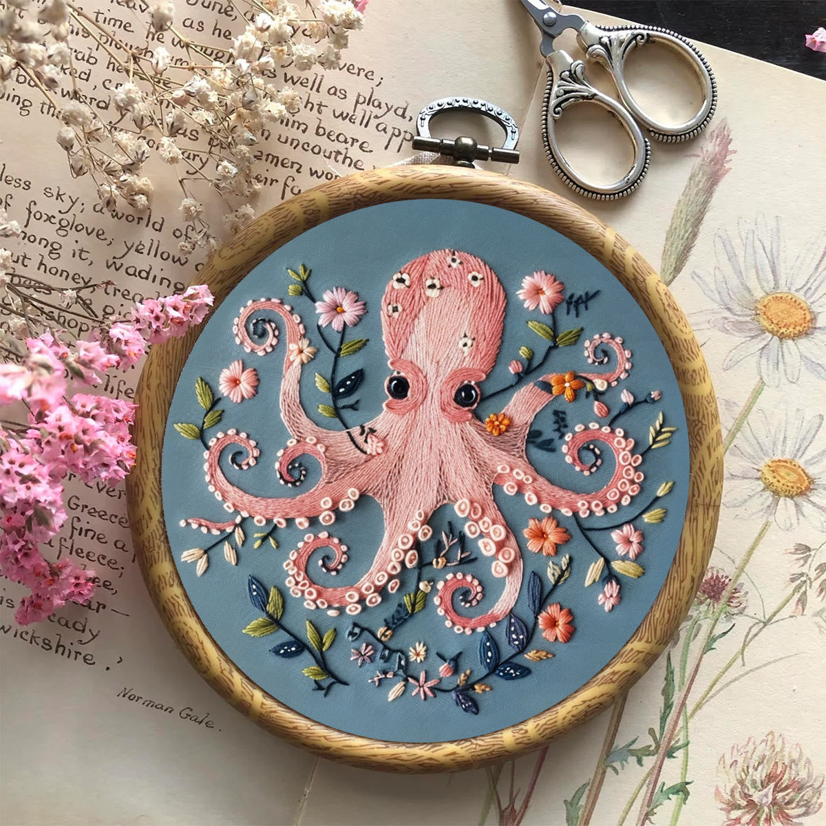 Rubbyoo Embroidery Kit -Pink Octopus