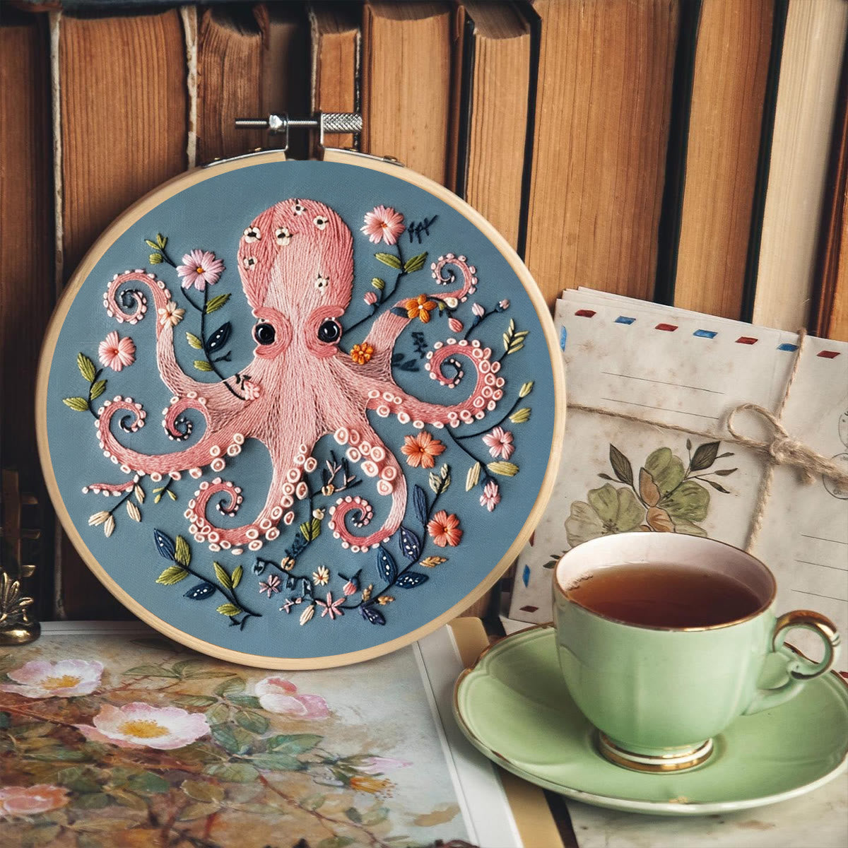 Rubbyoo Embroidery Kit -Pink Octopus