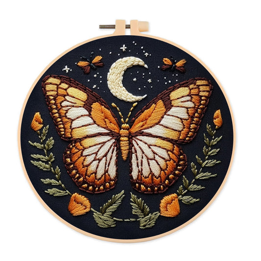 Rubbyoo Embroidery Kit -   Orange Moon Butterfly