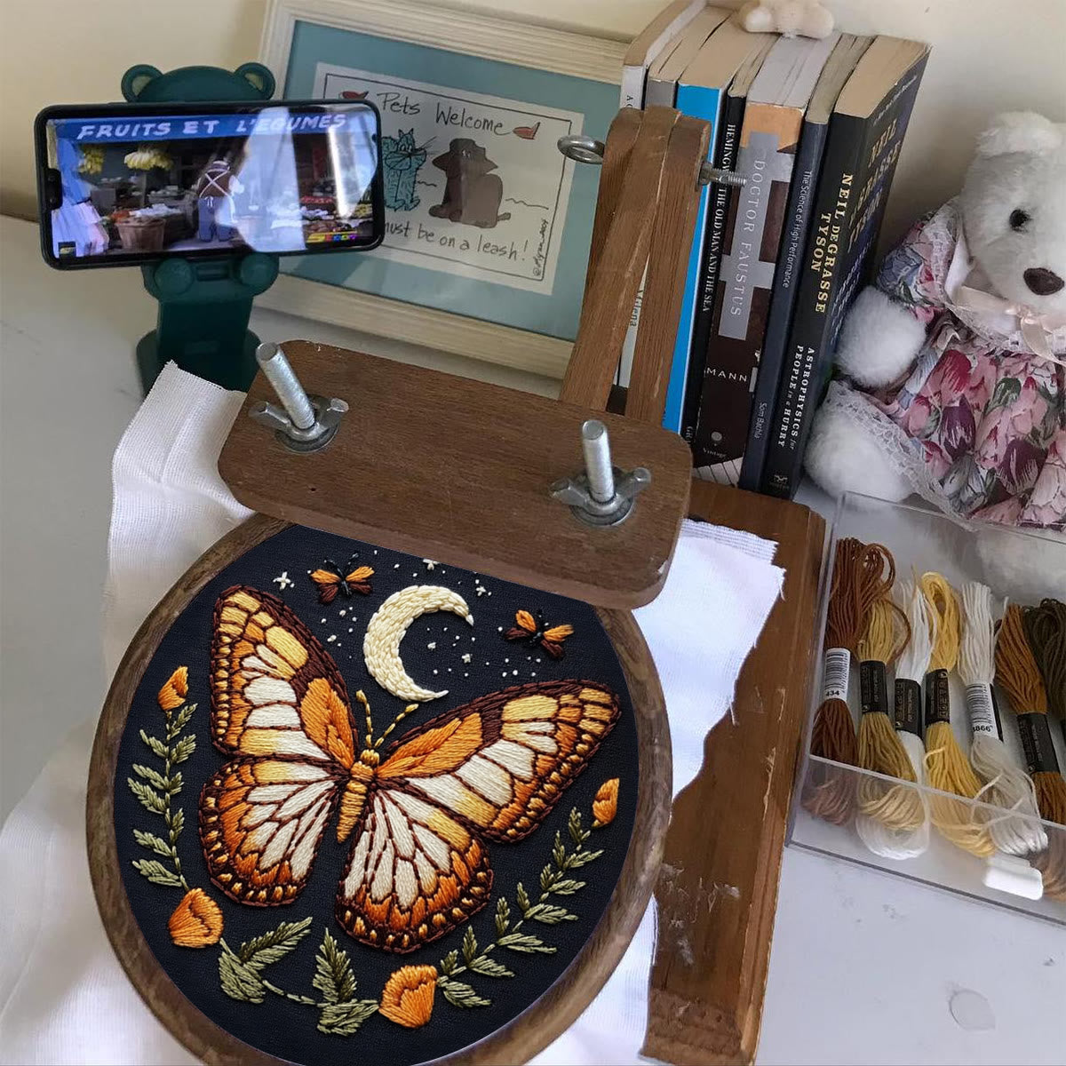 Rubbyoo Embroidery Kit -   Orange Moon Butterfly