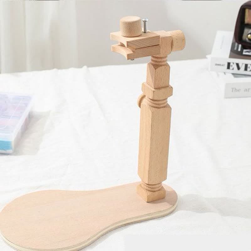 Round Embroidery Frame Holder - Quality Wooden 360 Degree Adjustable Rotatable Seat Stand