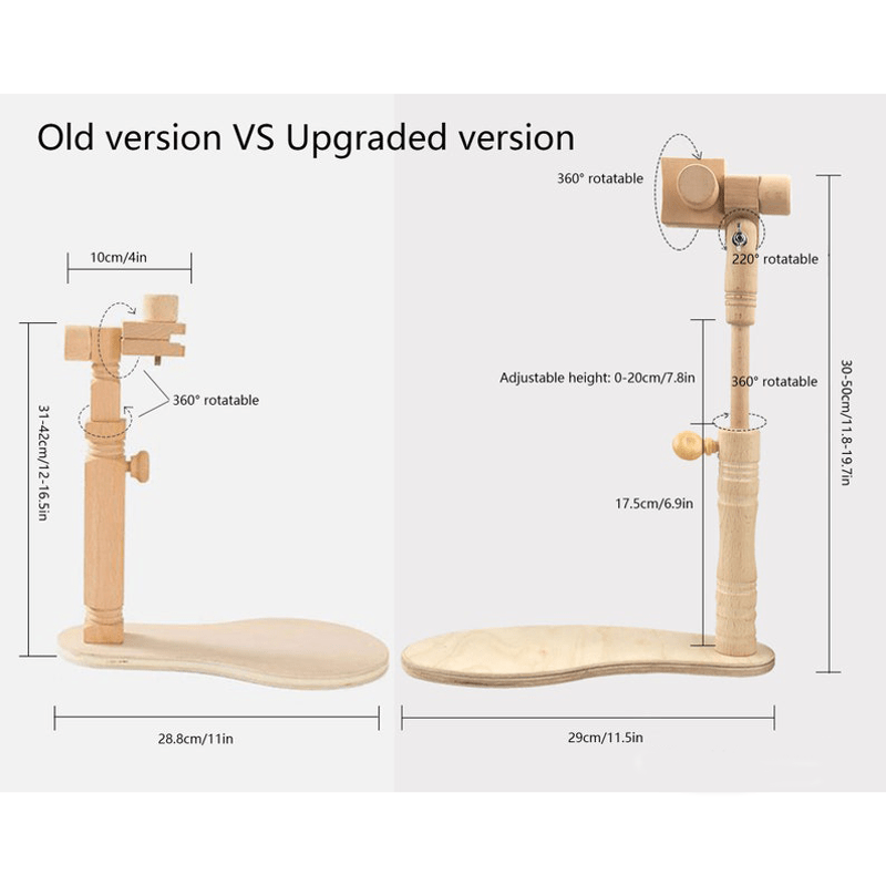 Round Embroidery Frame Holder - Quality Wooden 360 Degree Adjustable Rotatable Seat Stand