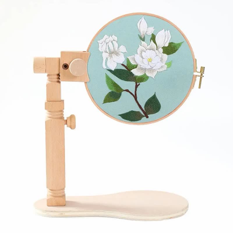 Round Embroidery Frame Holder - Quality Wooden 360 Degree Adjustable Rotatable Seat Stand