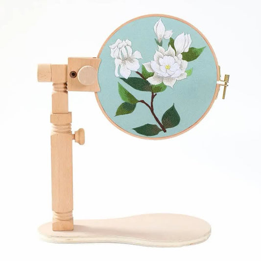 Round Embroidery Frame Holder - Quality Wooden 360 Degree Adjustable Rotatable Seat Stand