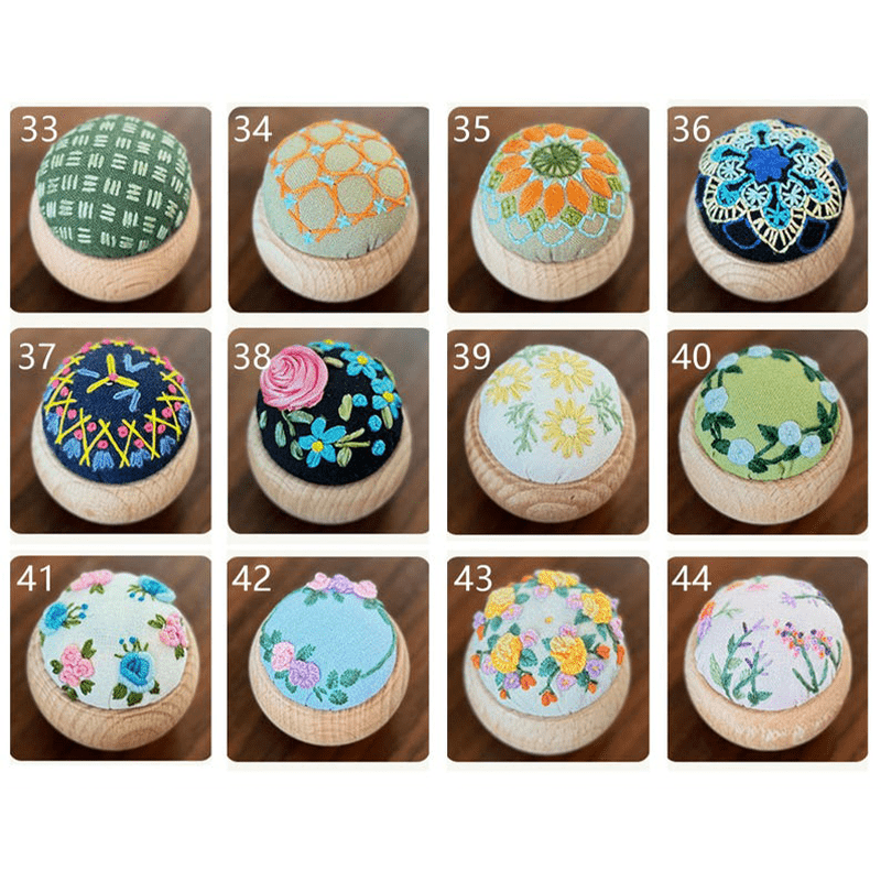 Wooden Embroidery Pin Cushion Pin Keeper