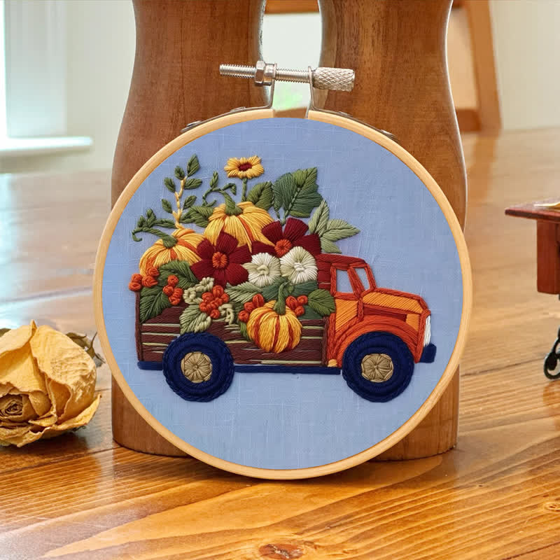Rubbyoo Embroidery Kit - Truck and Pumpkins