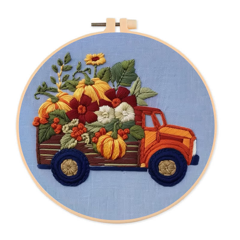 Rubbyoo Embroidery Kit - Truck and Pumpkins