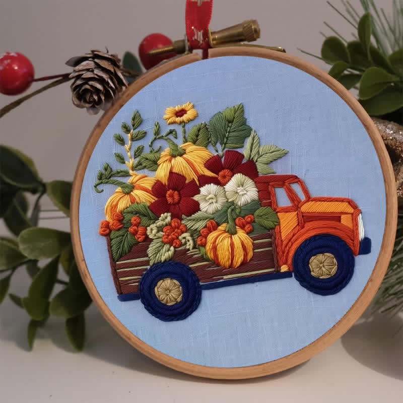 Rubbyoo Embroidery Kit - Truck and Pumpkins