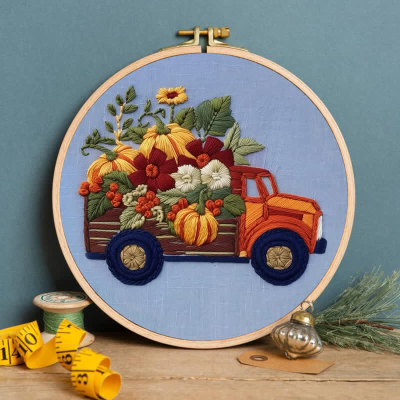 Rubbyoo Embroidery Kit - Truck and Pumpkins