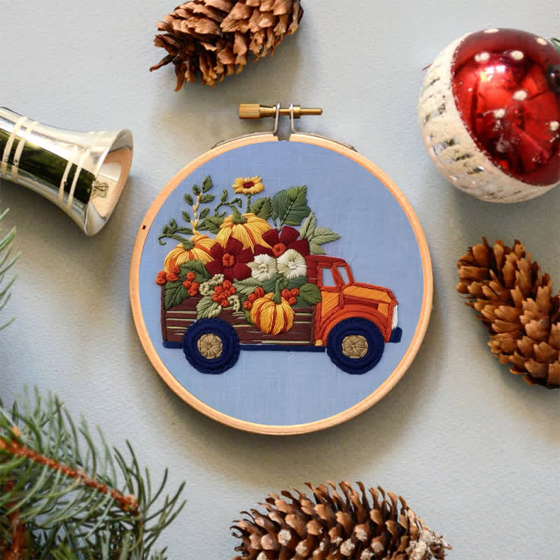 Rubbyoo Embroidery Kit - Truck and Pumpkins