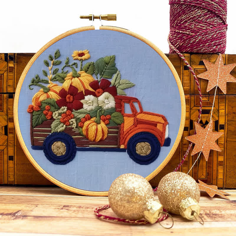 Rubbyoo Embroidery Kit - Truck and Pumpkins