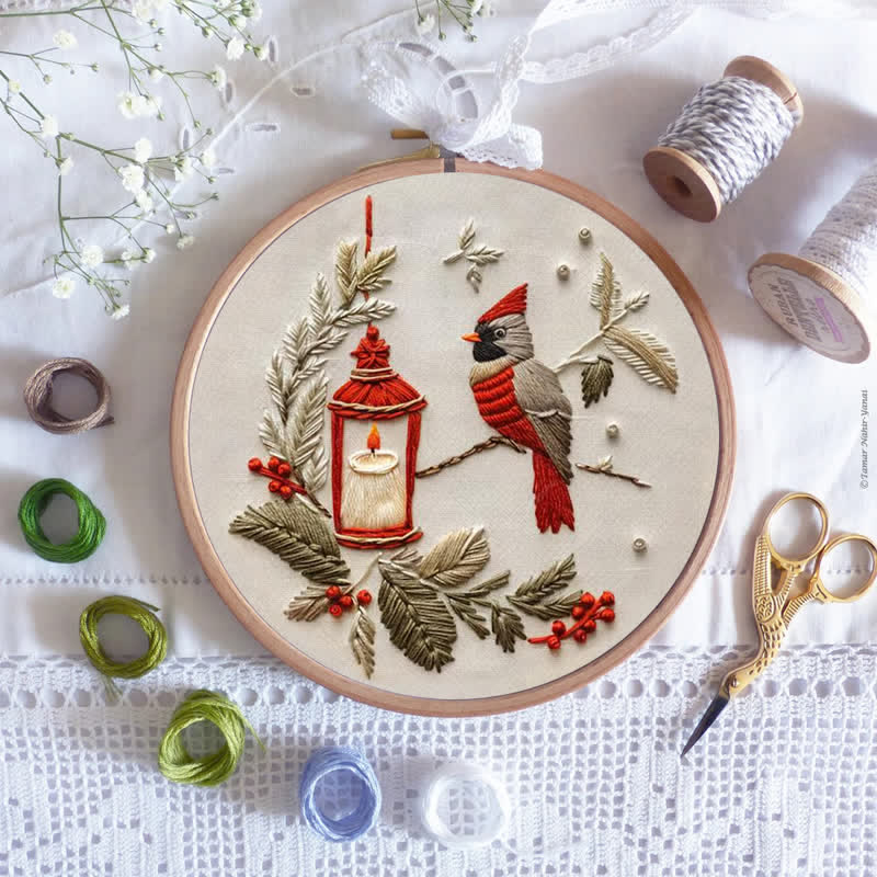 Rubbyoo Embroidery Kit - Red Cardinal