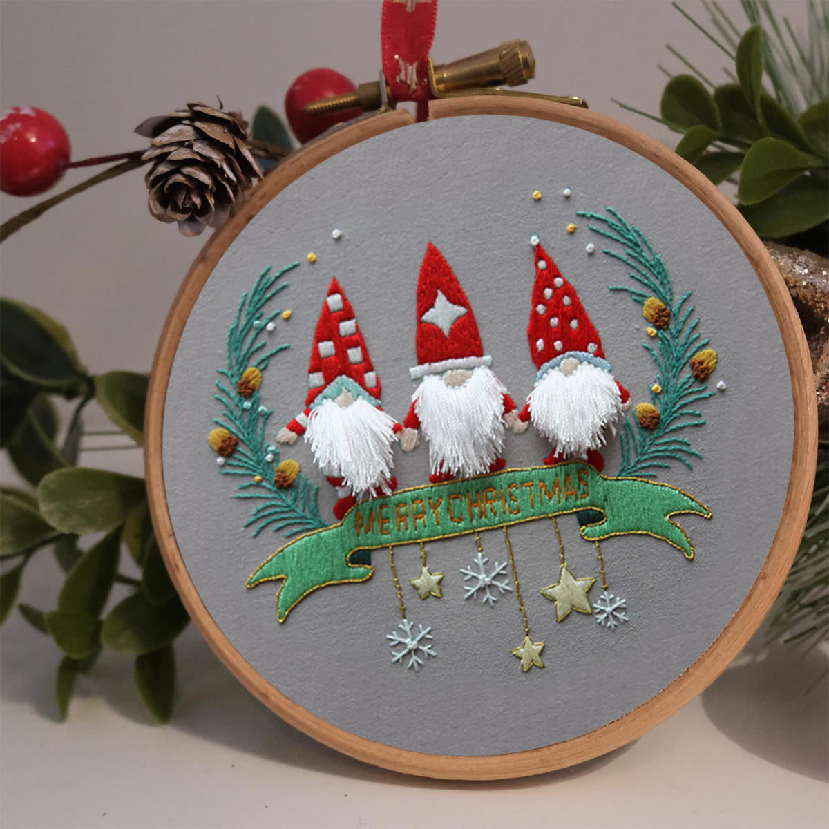 Rubbyoo Embroidery Kit-Three Santa Claus