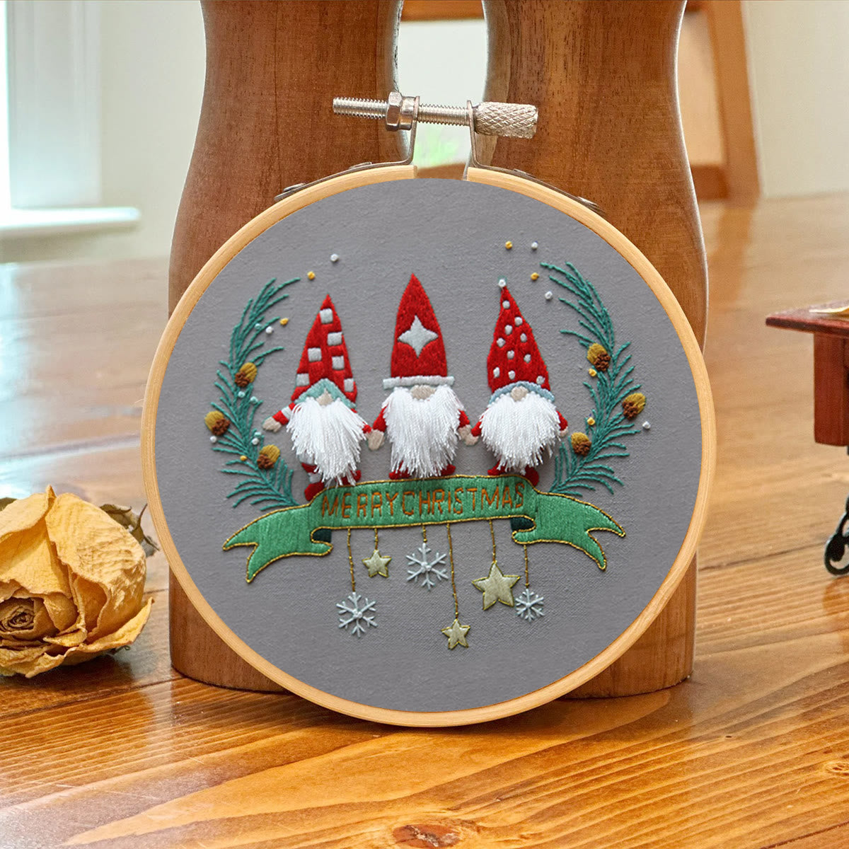 Rubbyoo Embroidery Kit-Three Santa Claus