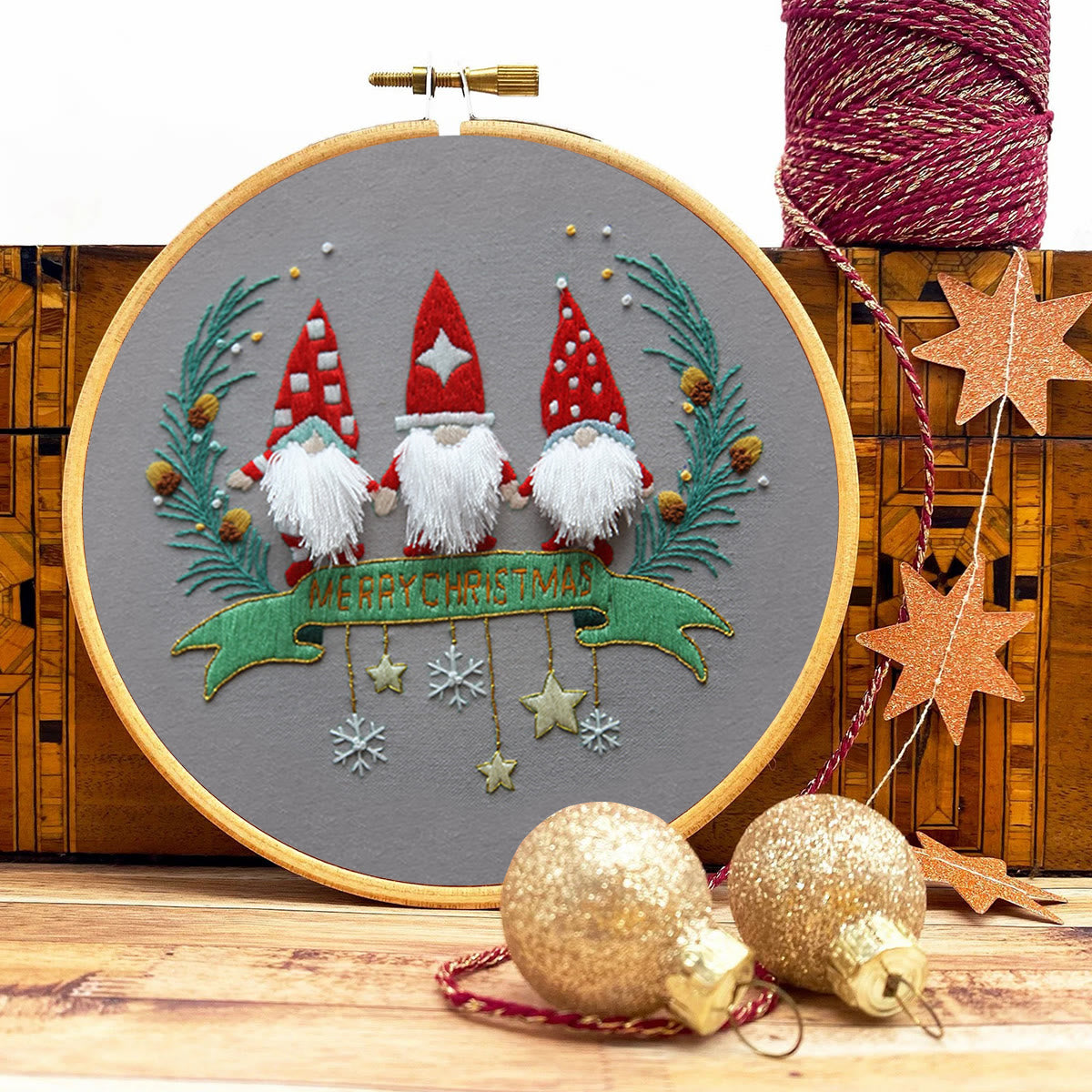 Rubbyoo Embroidery Kit-Three Santa Claus