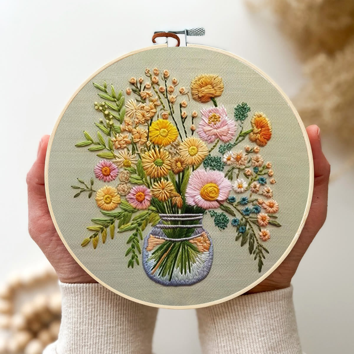 Rubbyoo Embroidery Kit-A Vase Of Flowers
