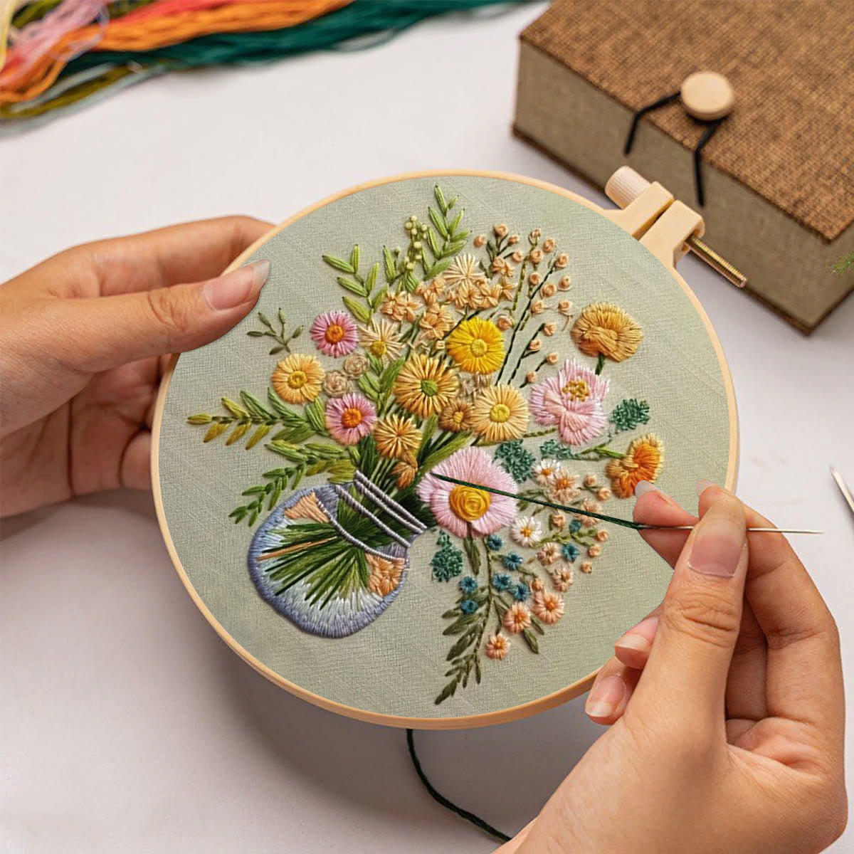 Rubbyoo Embroidery Kit-A Vase Of Flowers