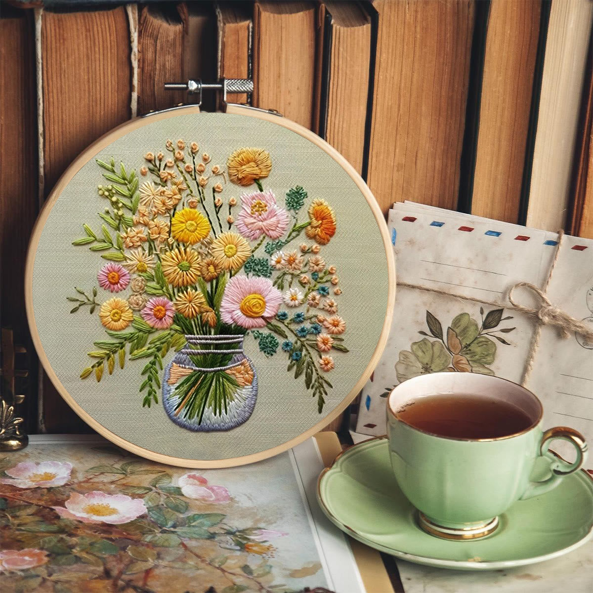 Rubbyoo Embroidery Kit-A Vase Of Flowers