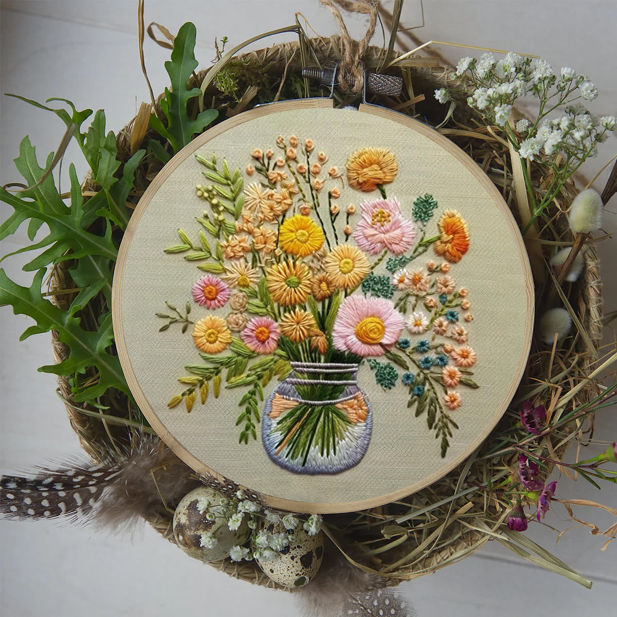 Rubbyoo Embroidery Kit-A Vase Of Flowers
