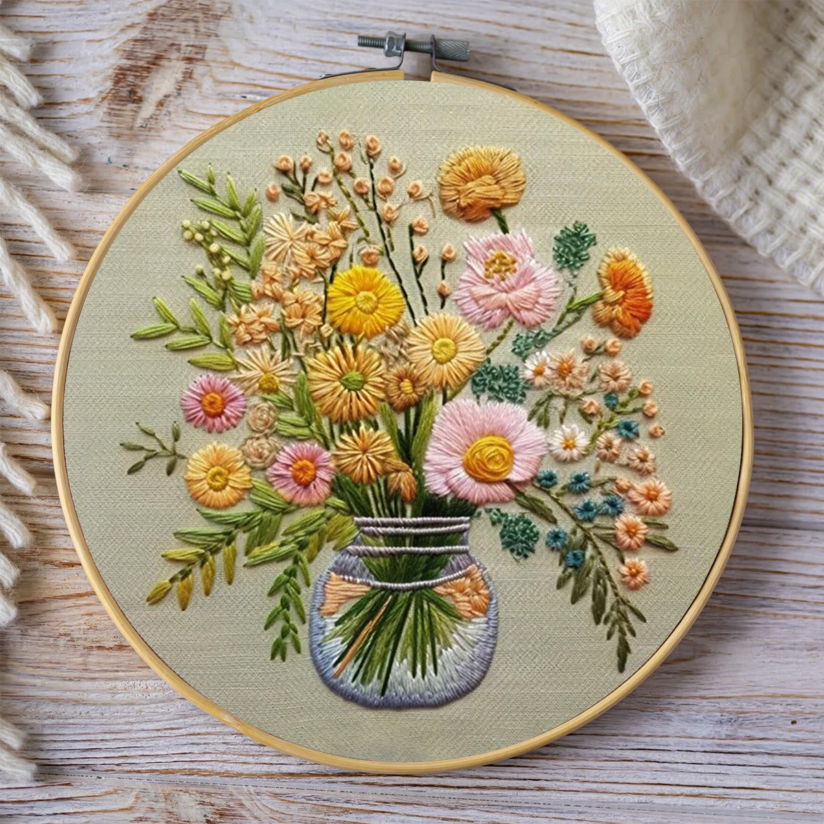 Rubbyoo Embroidery Kit-A Vase Of Flowers