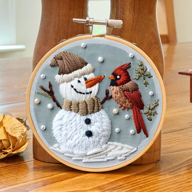 Rubbyoo Embroidery Kit-  Snowman With Bird 2