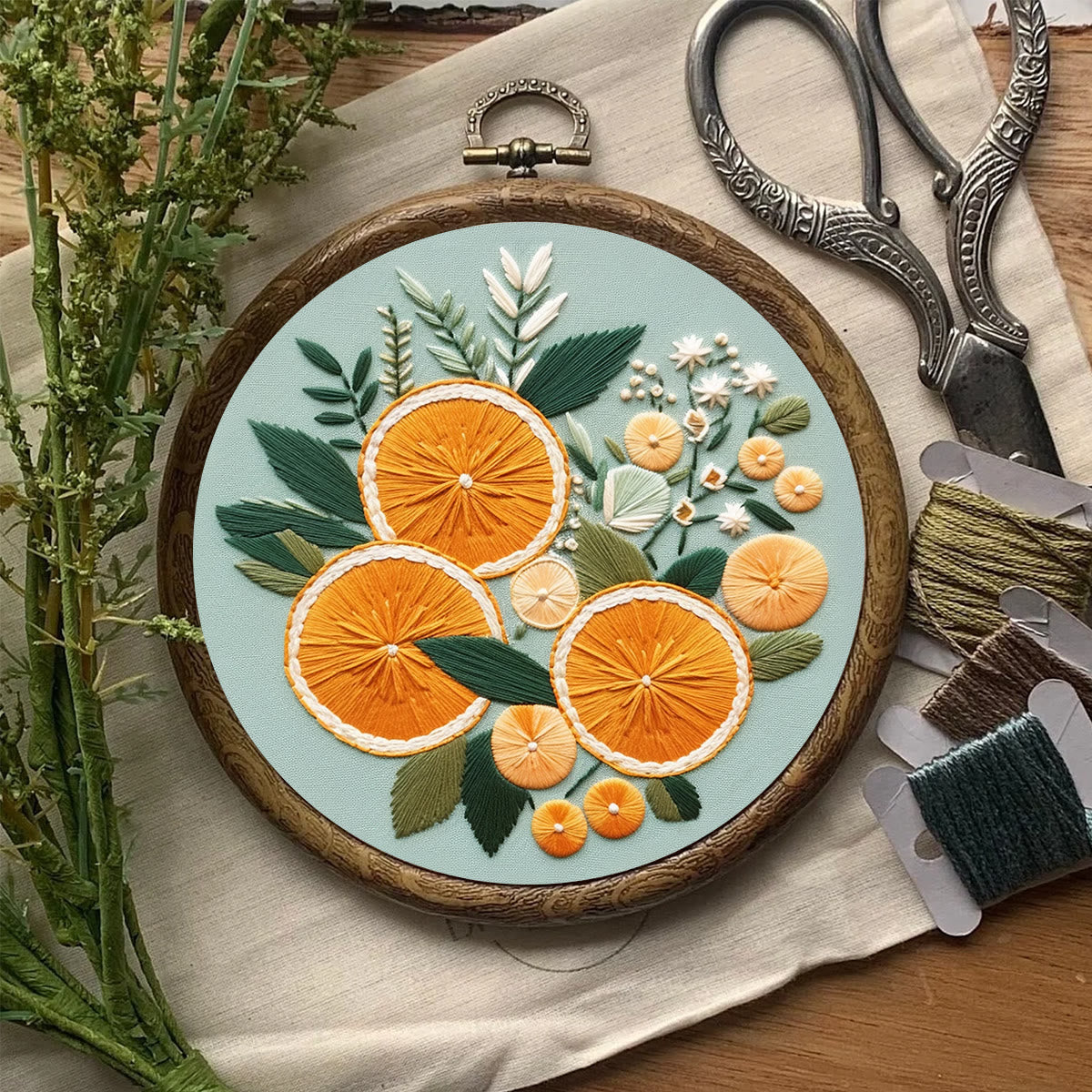 Rubbyoo Embroidery Kit- Oranges