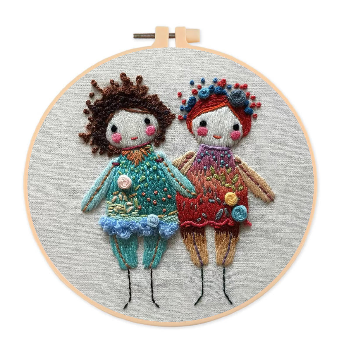 Rubbyoo Embroidery Kit-  Two Cute Doll Girls