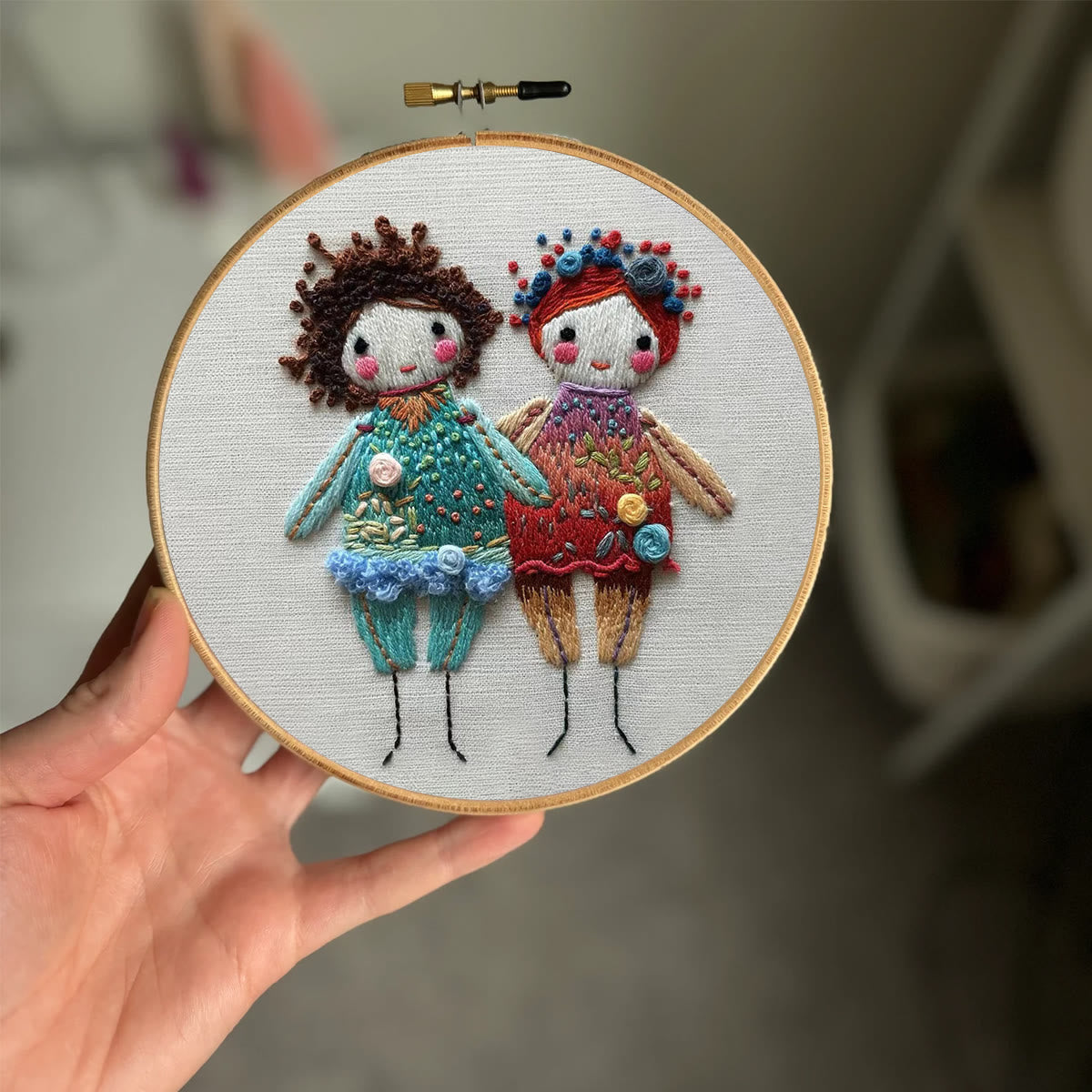 Rubbyoo Embroidery Kit-  Two Cute Doll Girls