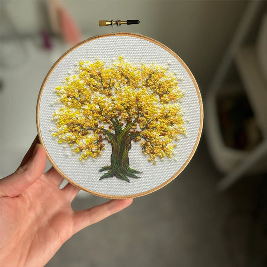 Rubbyoo Embroidery Kit-   Yellow Blooming Tree