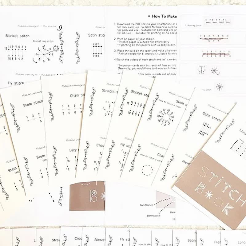 Rubbyoo Embroidery Stitch Book Kit - Basic Embroidery Stitches | Starter Learning Practice Set | Diy Needlepoint Crafts