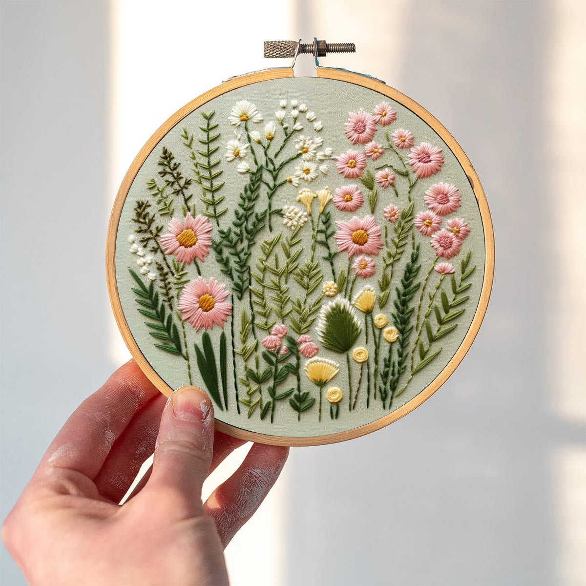 Rubbyoo Embroidery Kit- Simple Wildflowers Easy Embroidery Kit for Beginners | Wall Decor