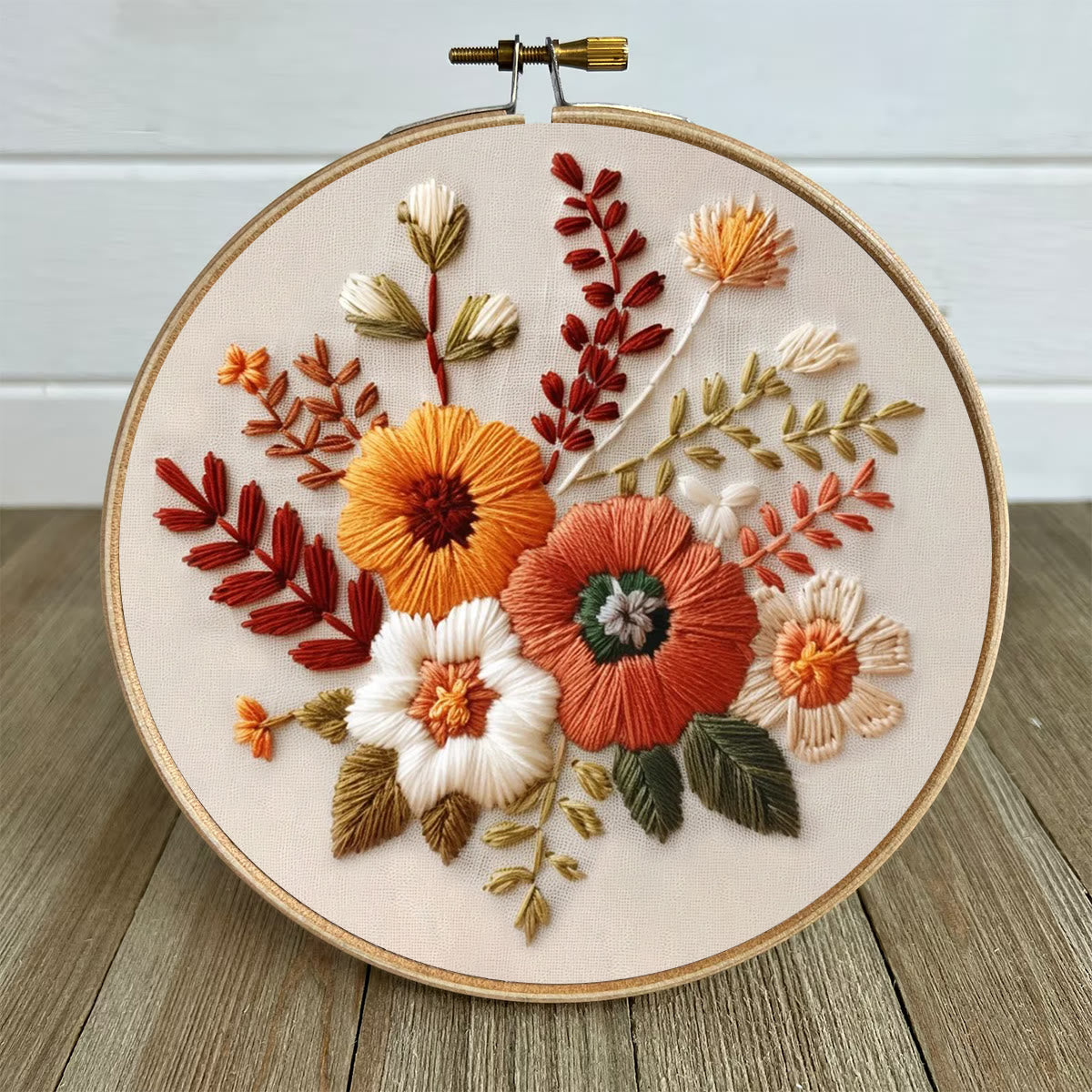 Rubbyoo Embroidery Kit- Autumn Blooms 2 | For Beginners Hand Stitch